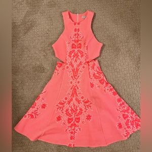 Amanda Uprichard neon coral pink cutout stretch dress